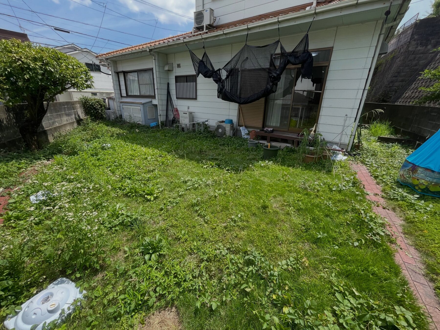 草が生えた住宅の庭